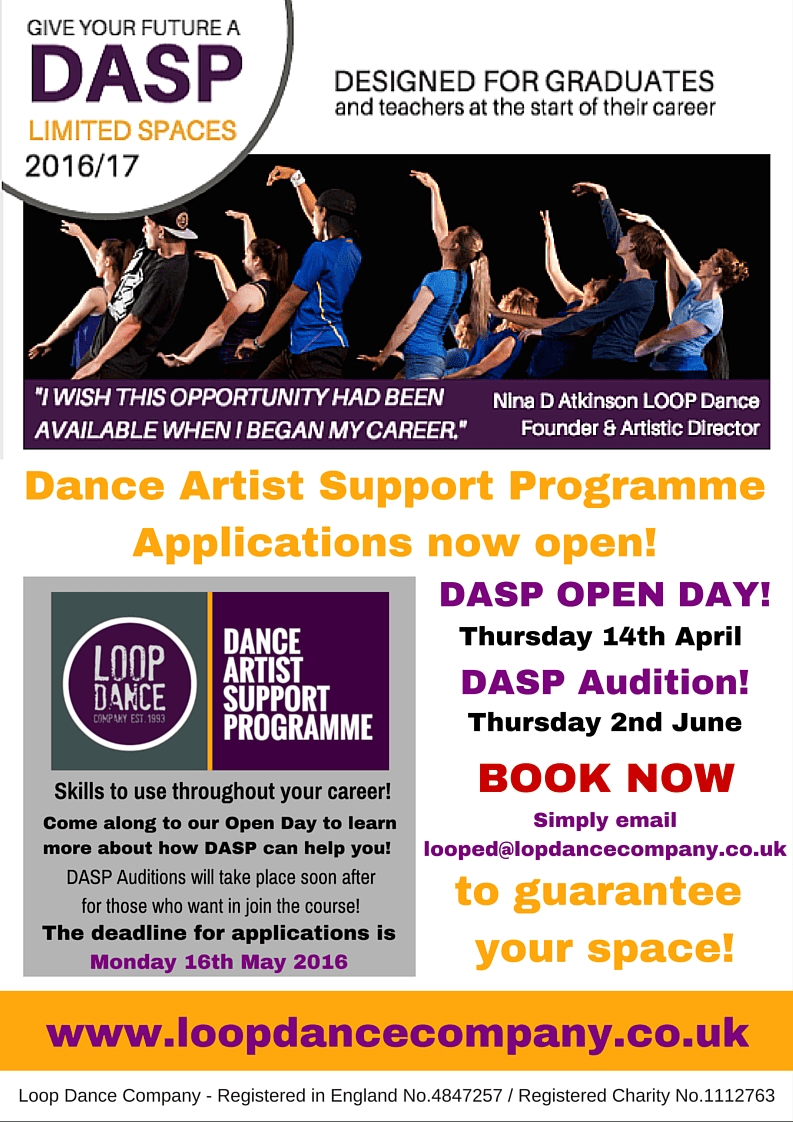 Dance Artist Support Programme -Applications now open! 2016-2017